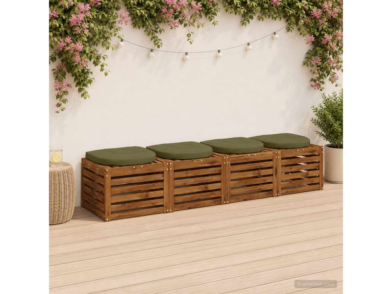  Lot de 4 coussins de siège, coussins d'assise 100 % polyester vert olive cf60099  - Conforama B