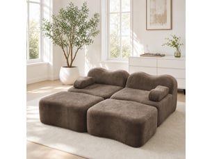 Canapé modulaire,192x167x70 cm,2 places avec 2 ottomans,velours,marron