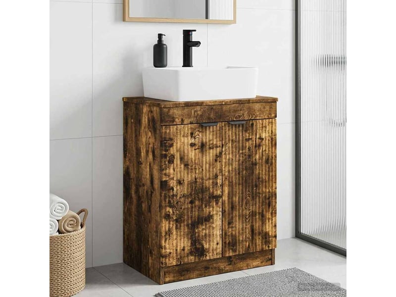  Meuble de salle de bain avec évier chêne fumé 54x35x83 cm shl5185  - Conforama B