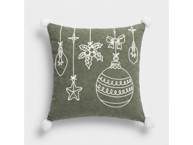  Coussin décoratif brodé déhoussable sylwen - vert foncé  - Conforama A