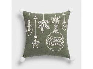 Coussin décoratif brodé déhoussable sylwen - vert foncé