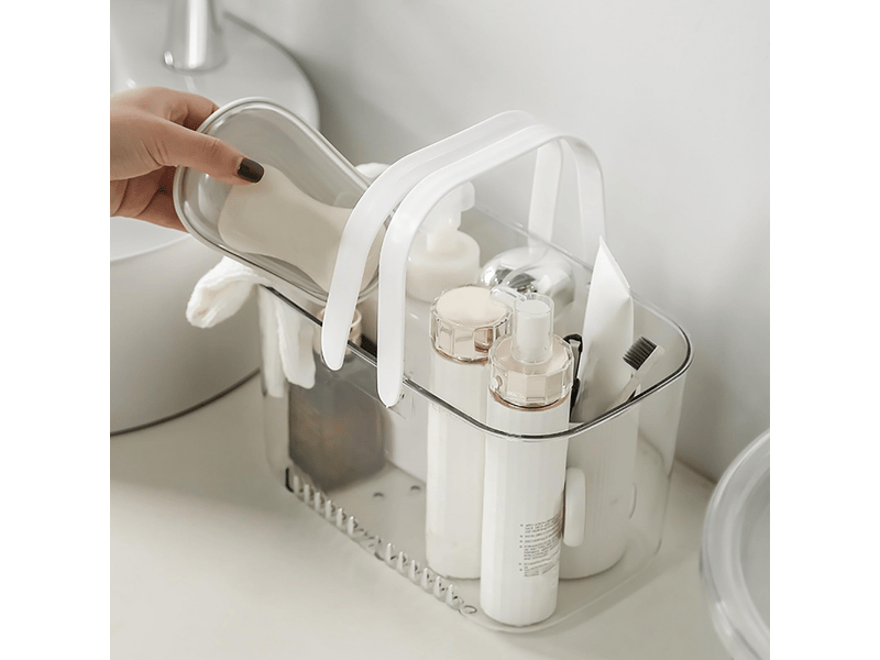  Panier de douche mignon, simple et grande capacité, étanche, design creux, portable, transparent, pour salle de bain  - Conforama B