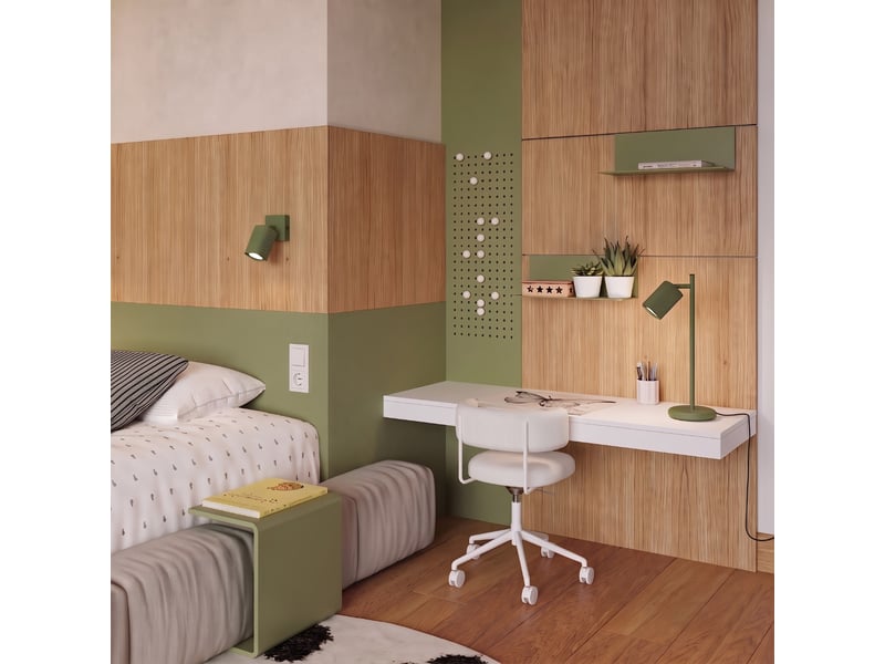  Applique rayo vert olive avec interrupteur aluminium moderne 16x8x16cm SL.3175 - Conforama C
