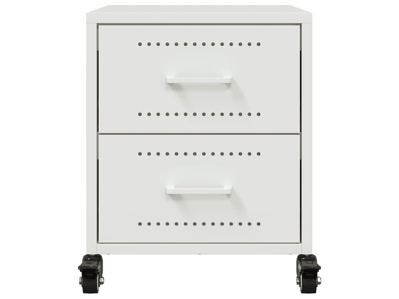  Vidaxl table chevet blanc acier 2 tiroirs table de nuit meuble rangement 36x39x43.5cm chambre  - Conforama D