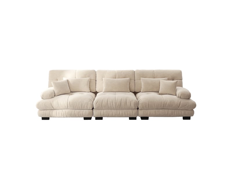  Canapé d'angle, canapé convertible, 3 places, assise profonde, marron clair, en chenille  - Conforama D