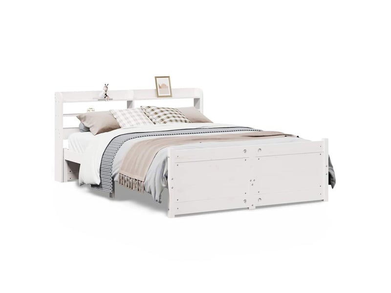  Lit double- lit adulte -  cadre de lit avec tête de lit sans matelas blanc 140x200 cm  - Conforama A