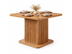 Table à manger carrée 80x80x76 cm, rangement intégré, 4 personnes, mdf métal décor bois brun foncé