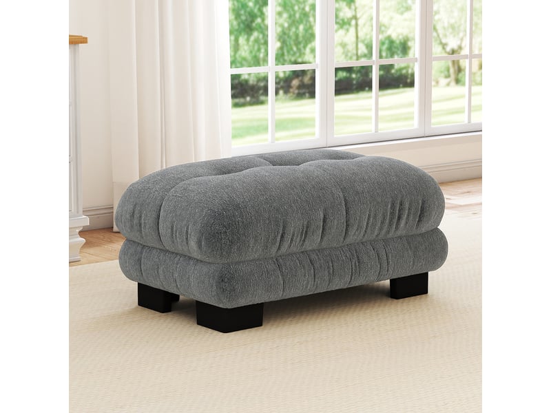  Pouf repose-pieds salon - 112x68x52 cm - ottoman velours confortable en chenille - gris  - Conforama C