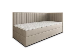 Lit avec rangement 90x200 cm <strong>MASSENO</strong>  <strong></strong> coloris beige