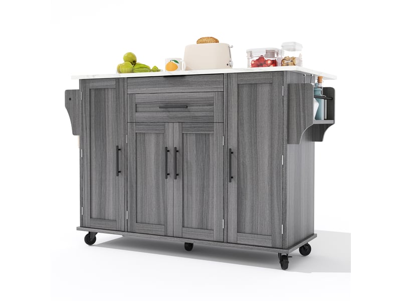  Desserte 4 portes 2 tiroirs coloris gris mdf desserte gris - Conforama A