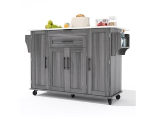 Desserte 4 portes 2 tiroirs coloris gris mdf