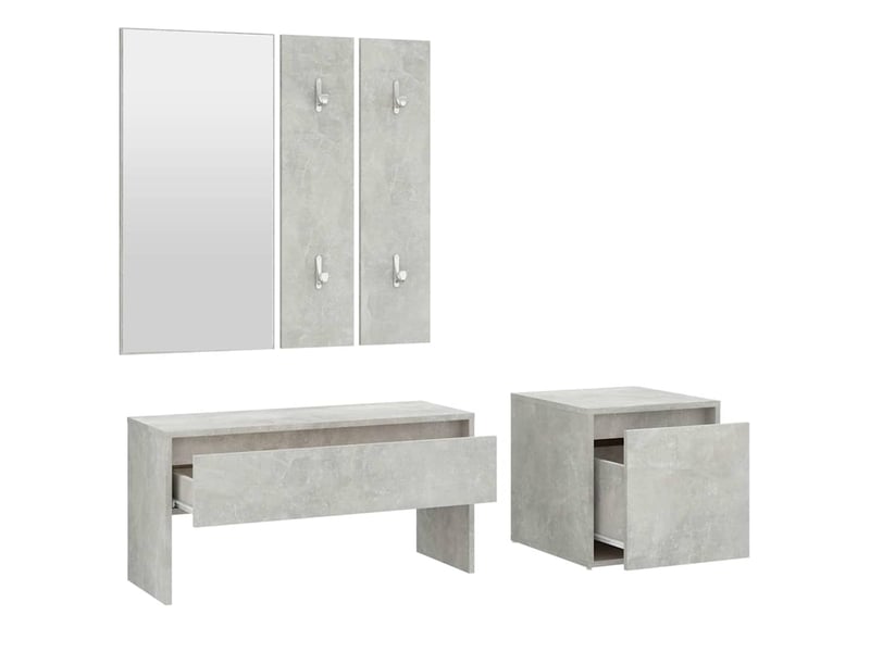  Ensemble de meubles de couloir gris béton bois d'ingénierie shl42753  - Conforama E