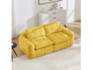 Canapé modulaire 194x97x68cm, sans cadre, structure, revêtement chenille, assise profonde ergonomique, jaune