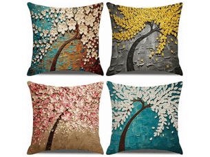 Lot de 4 housse de coussin - 4 pièces ensemble de coton et lin décoration canapé décoration de la maison super doux taie d'oreiller décoration de la maison salon chambre canapé ho, 45 x 45 cm, multicolore