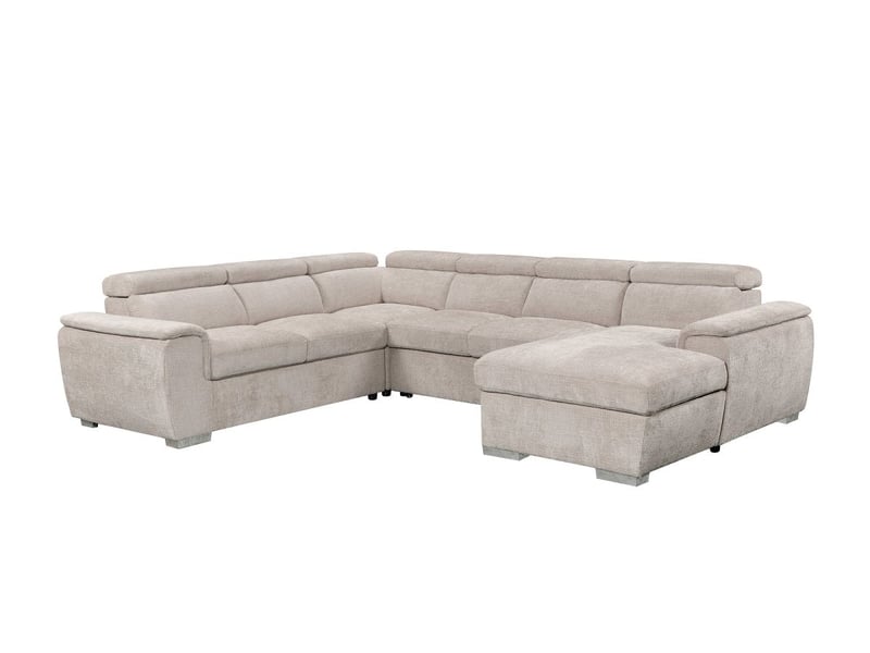  Canapé panoramique convertible avec coffre en velours chiné beige gaelle - angle droit KF6996-2A2M-VELCH-BEI - Conforama A