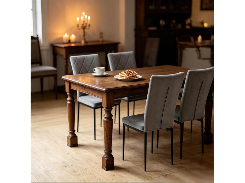  Lot de 4 chaises de salle à manger en velours gris foncé  - Conforama D