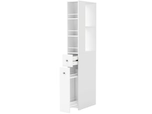 Colonne de salle de bain blanche en mdf, 2 tiroirs et 3 compartiments, 40 x 18 x 135 cm