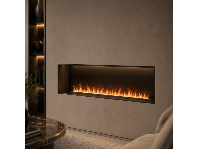 Cheminée à vapeur d'eau électrique 3d vapor 150 - 150 x 17,8 x 22,7 cm, encastrable en acier noir - Conforama B