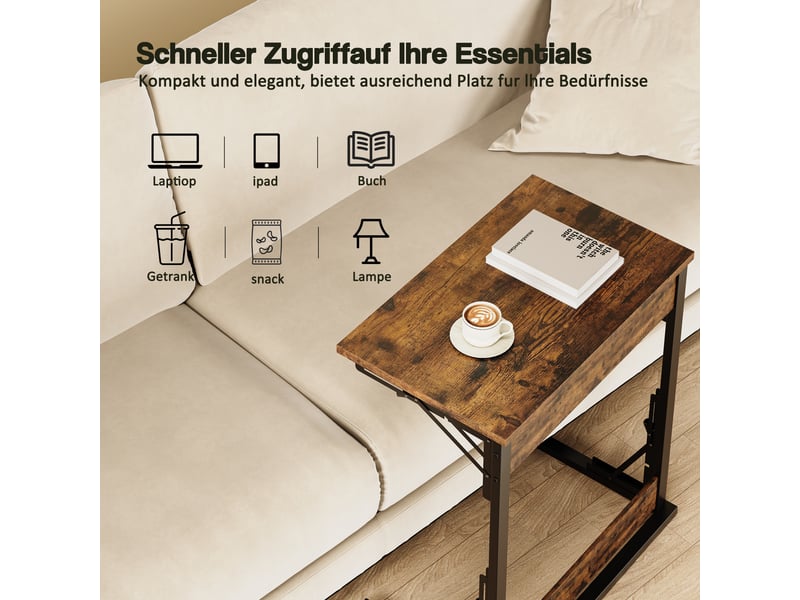  Tables d'appoint pliables - ensemble de 2 tables - dimensions 60x37x71 cm - marron rustique - cadre en métal 60x37x71cm - Conforama C