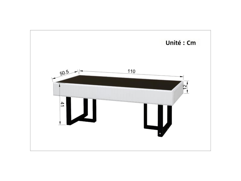  Ensemble table basse et meuble tv 170x35x47 et 110x50,5x41 cm noir et blanc mdf et panneaux de particules rangement evarich - Conforama C