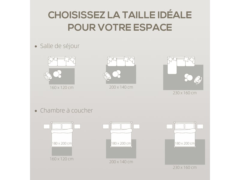  Tapis salon 160 x 120 cm, tapis à poils épais géométrique, gris, moelleux et antidérapant  - Conforama R