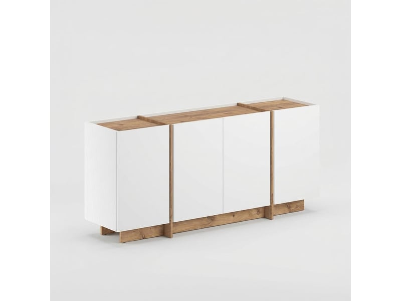  Buffet de salon 4 portes avec étagères et fermeture douce dorma - blanc  - Conforama A