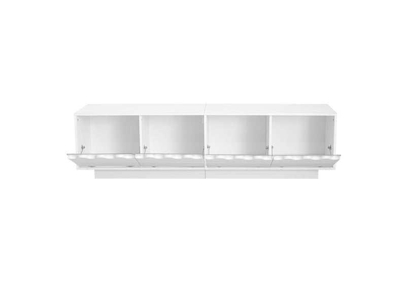  Meuble tv blanc 170 cm 4 portes design vague - rangement moderne salon 60 kg  - Conforama R
