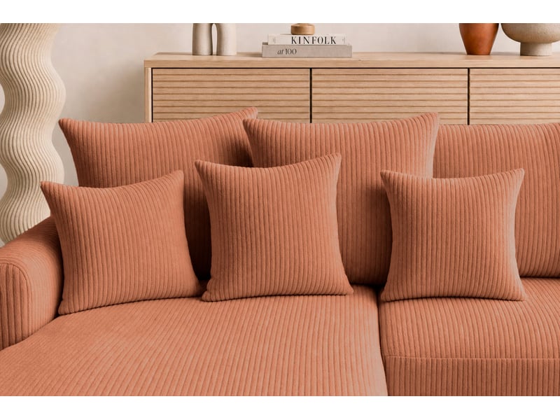  Portofino - canapé d'angle convertible petit velours côtelé 3 places terracotta  - Conforama E