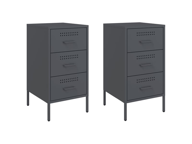  Lot de 2 table de chevet - cabinet de chevet - table de nuit anthracite 36x39x68 cm acier  - Conforama A