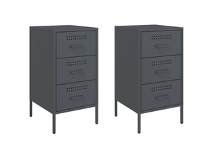 Lot de 2 table de chevet - cabinet de chevet - table de nuit anthracite 36x39x68 cm acier