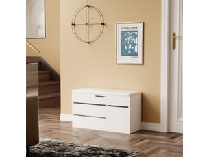 Meuble à chaussures en bois avec assise, 3 étagères, ouverture, blanc, 80 cm