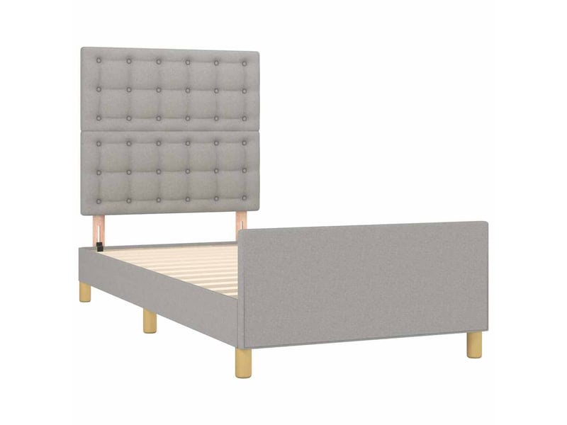  Lit simple- lit adulte -  cadre de lit sans matelas gris clair 100x200 cm tissu  - Conforama C