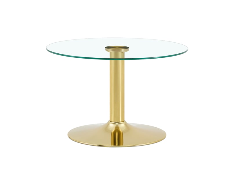  Table basse ronde ulevr en verre trempé ø 70 cm, piètement métallique et base ronde, hauteur 45 cm, coloris doré  - Conforama A