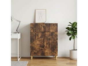 Buffet - bahut - meuble de rangement chêne fumé 66 x 34,5 x 90 cm bois d'ingénierie