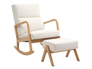 Fauteuil à bascule avec repose-pieds 96 x 65 x 94,5 cm blanc crème polyester, balancement 35 degrés
