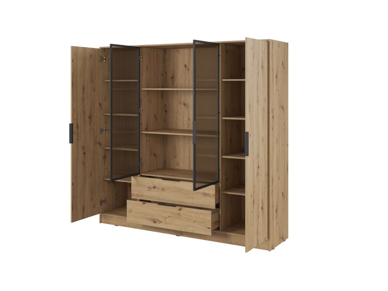  Mirage - armoire 2 tiroirs et 4 portes dont 2 vitrées centrales 206cm  - Conforama D