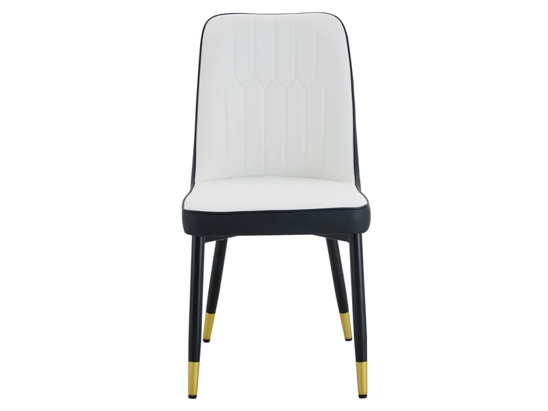 Lot de 2 chaises modernes pu noir et blanc, dossier assorti, pieds métal noir – cuisine ou salle à manger - Conforama A