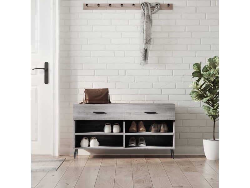  Banc à chaussures, meuble à chaussures sonoma gris 102x35x55 cm bois d'ingénierie shl6423  - Conforama B