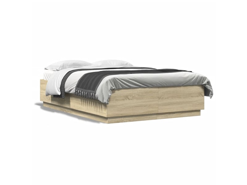  Lit double- lit adulte -  cadre de lit avec led sans matelas chêne sonoma 150x200 cm  - Conforama D