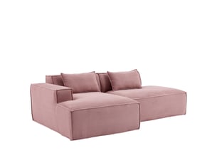 Canapé 2 places rose bébé en tissu polyester 235 cm - assise ressorts ensachés