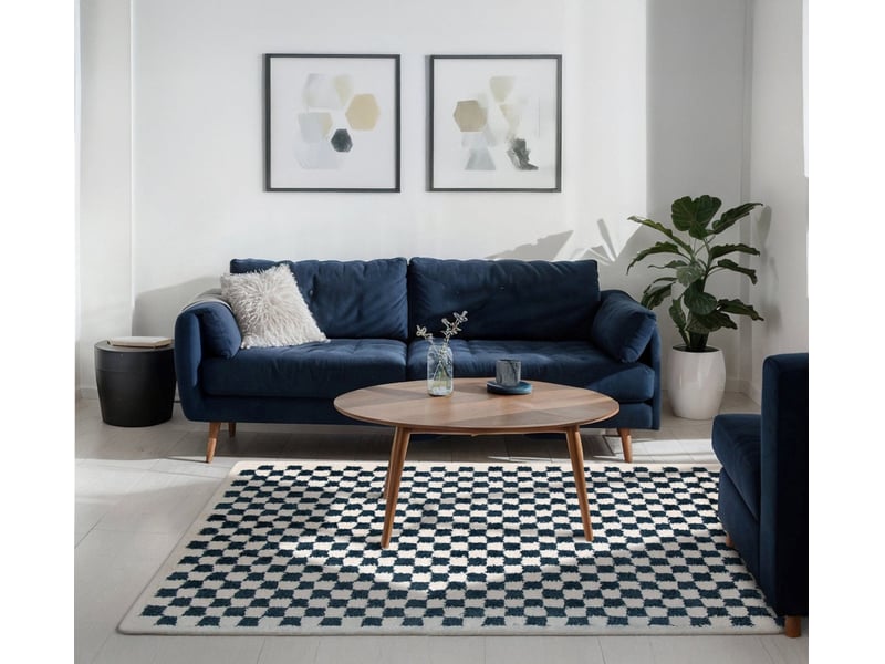  Tapis à poil haut doux et confortable bleu 160 x 213 cm  - Conforama B
