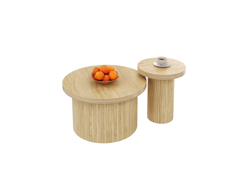  Ensemble de 2 tables basses rondes gigognes en mdf, naturel, 66x40 cm Fay Lum - Conforama A