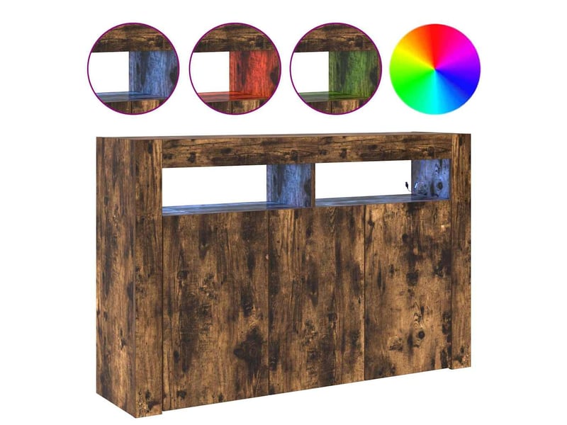  Buffet - bahut - meuble de rangement chêne fumé 116 x 30 x 75 cm bois d'ingénierie  - Conforama D