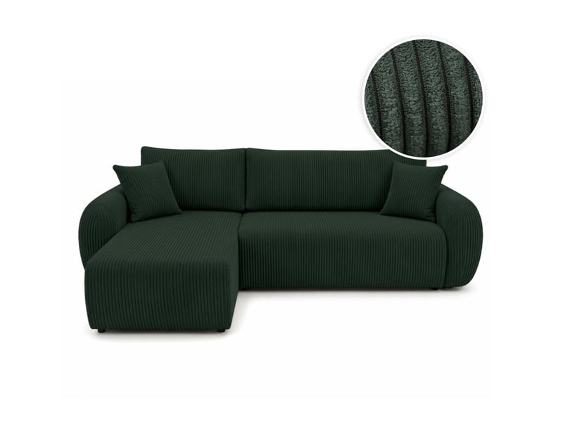  Alya - canapé d'angle convertible et réversible 3 places en velours côtelé  - Conforama A