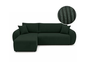 Canapé d'angle réversible convertible LOUNGITUDE ALYA 3 places Velours côtelé Vert foncé