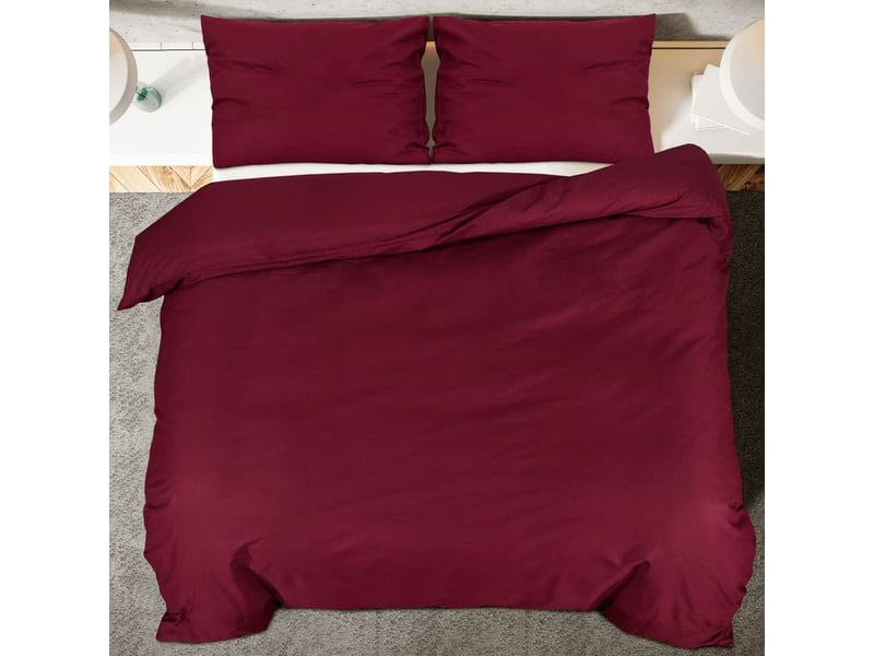 Ensemble de housse de couette bordeaux 140x200 cm coton - Conforama D