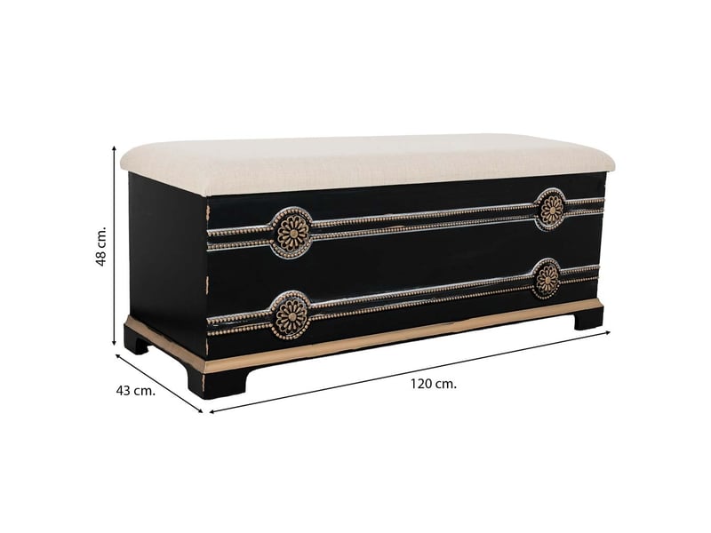 Banc en bois noir 120x43x48 cm h  - Conforama C