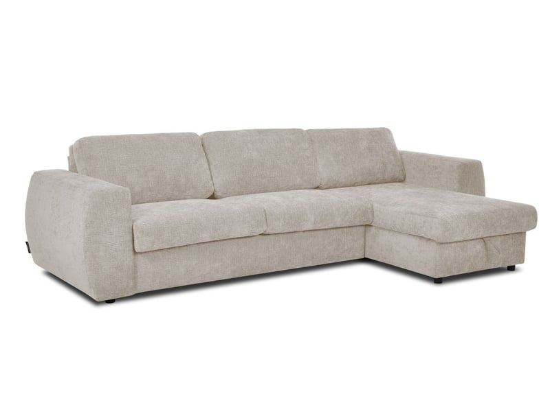  Bobochic canapé d'angle réversible convertible coffre hugo ouverture express tissu texturé beige 140x190 réversible HUGO - Conforama A