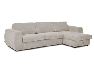 Canapé d'angle réversible convertible BOBOCHIC HUGO 4 places Tissu beige avec coffre de rangement