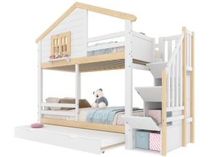 Lit superposé 90x200 cm <strong>MERAX</strong> <strong>lit enfant bicolore</strong> coloris bicolore